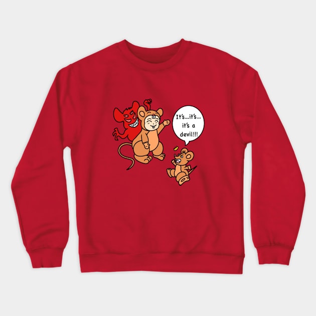 Cartoon boy mice costume Crewneck Sweatshirt by Andrew Hau